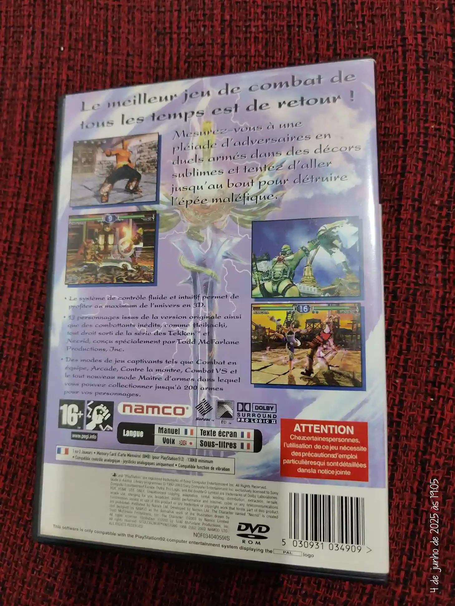 KF/ Kleber /SOUL CALIBUR ORIGINAL PS2 49,00 SEGUIDOS DE 6,00