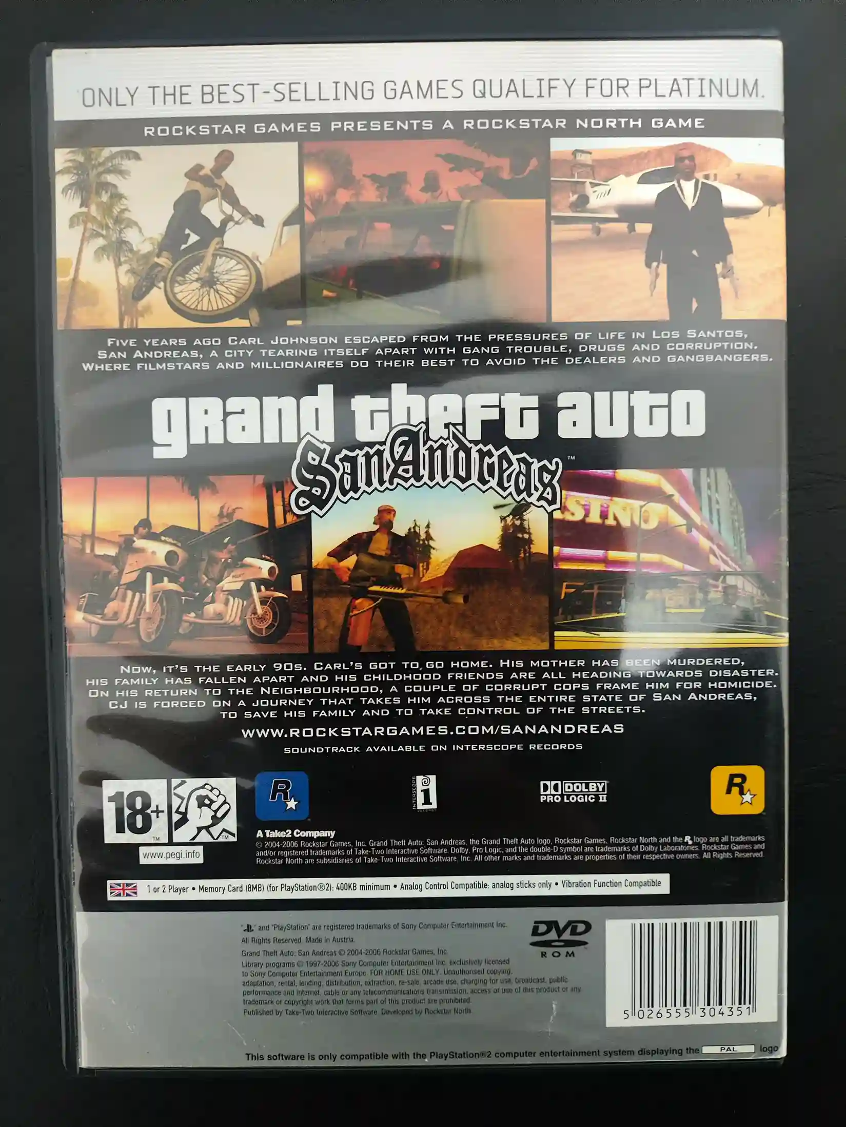 KF/ Tiago Castilhos /GTA SAN ANDREAS PLATINUM 89,00 SEGUIDOS DE 6,00