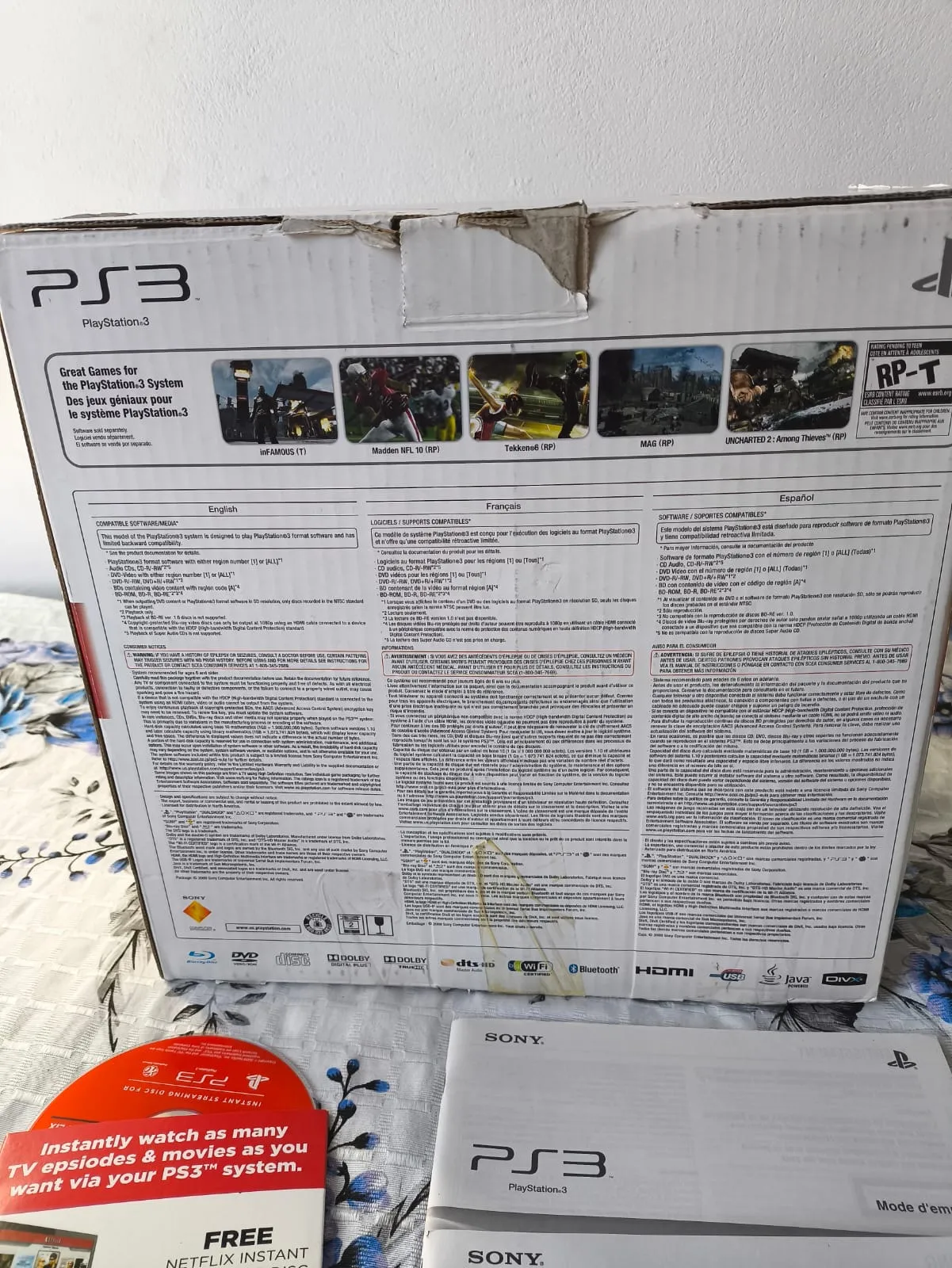 CB/ Paula /CAIXA+MANUAIS+CDNETFLIX. PS3😱10,00 SEGUIDOS DE 10,00