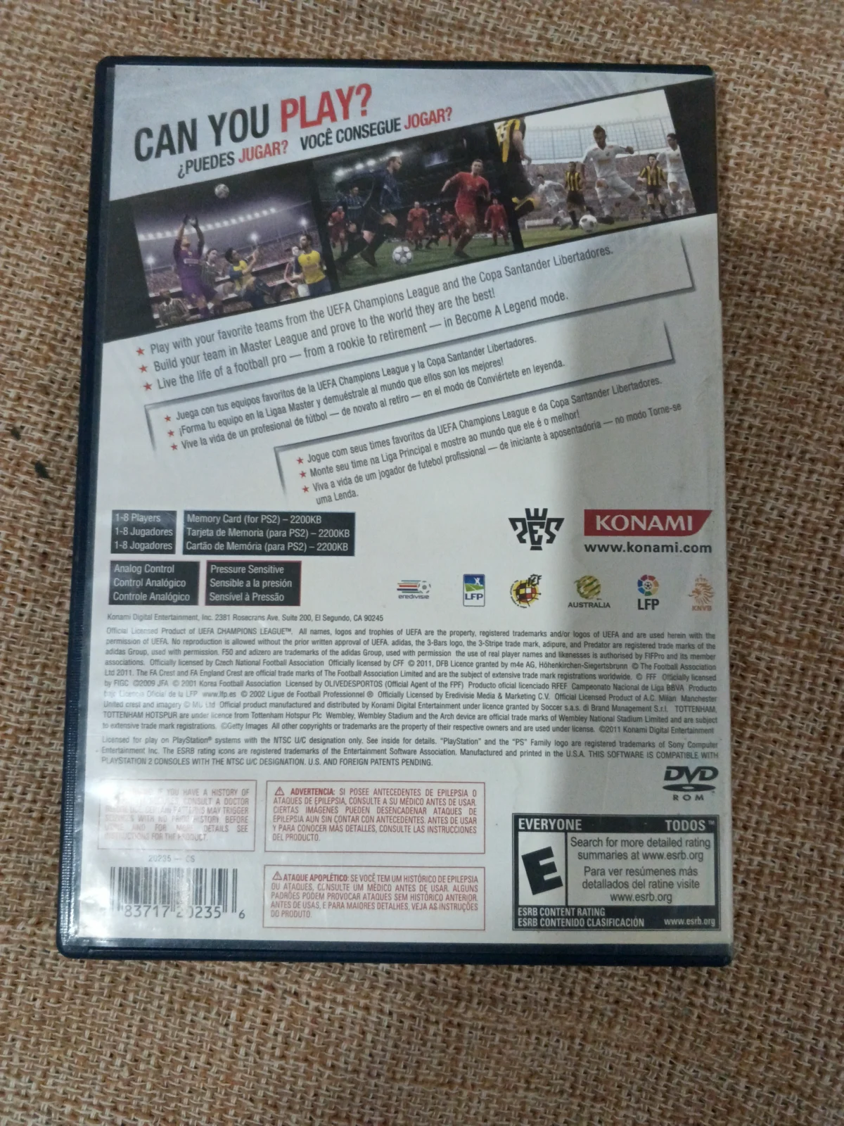 E7/ A**an /ORIGINAL! PES 2012 AMERICANO PS2! 89,00 SEGUIDOS DE 15,00